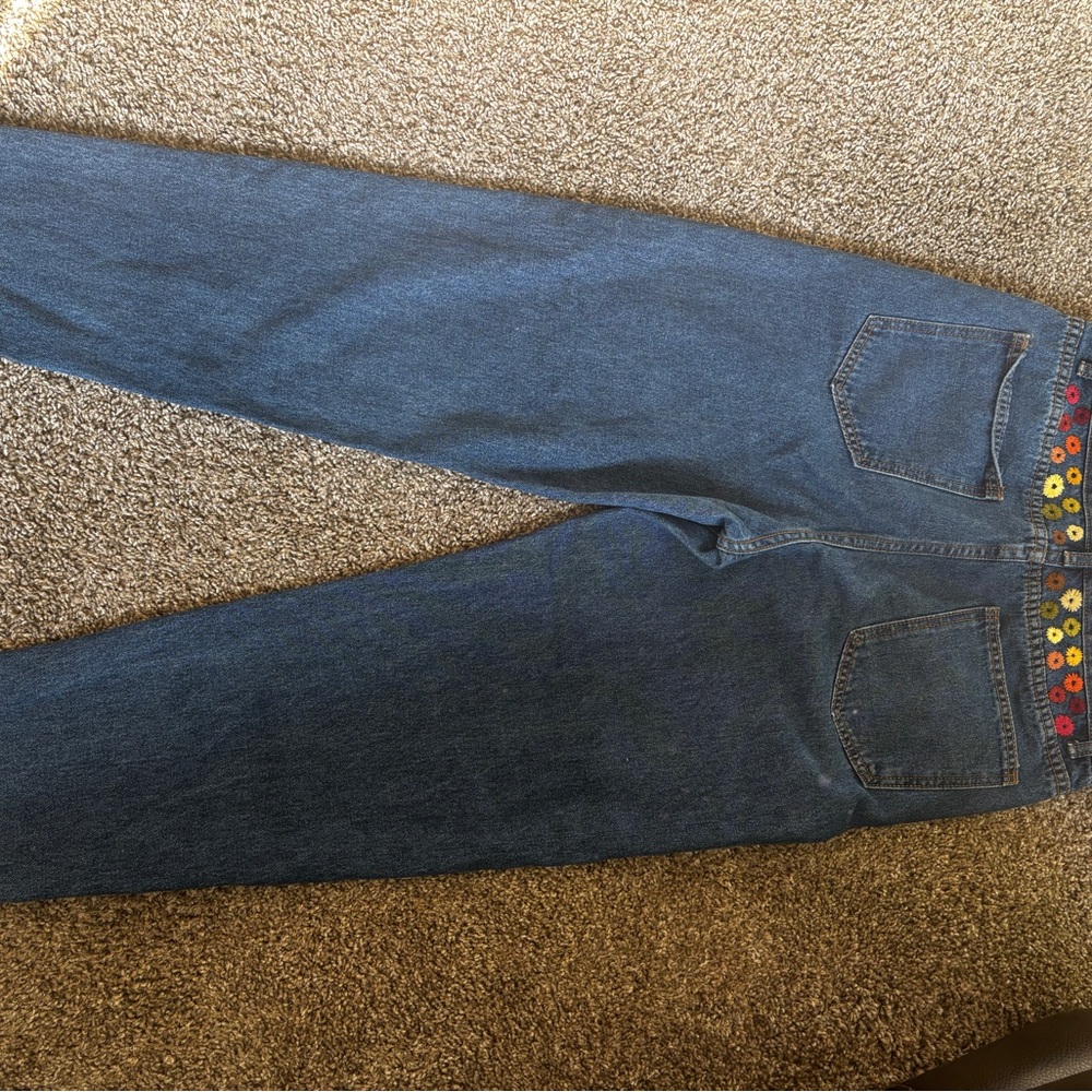 SHEIN Blue Women’s Jeans with Colorful Embroidery